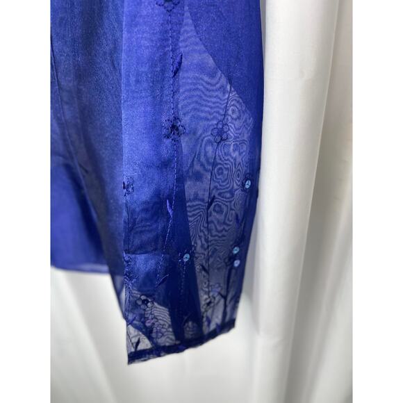 eNite Collection shirt blouse top women's 10 formal semi-formal blue purple - Picture 13 of 16